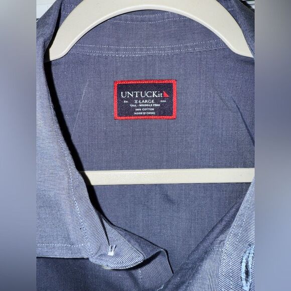 UNTUCKit Men's Casual Button Down Shirt - Dark Blue XLT Long Sleeve - Picture 2 of 4